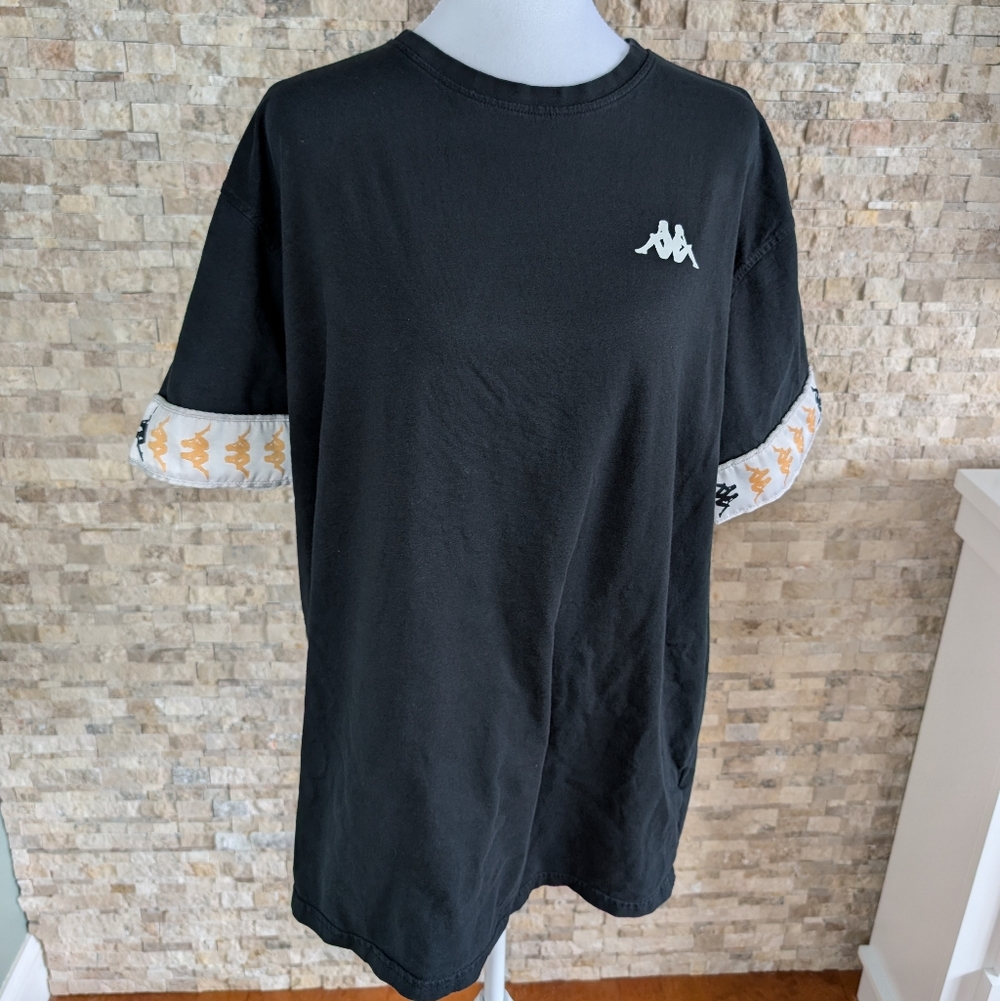 Kappa Authentic 222 Banda Logo Taped Sleeve Graphic Streetwear Shirt Black XXXL image 2